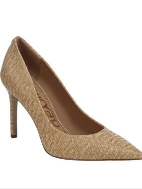 Sam Edelman Hazel pointed-toe pumps in a cuoio brown weave material..Size 9.5W